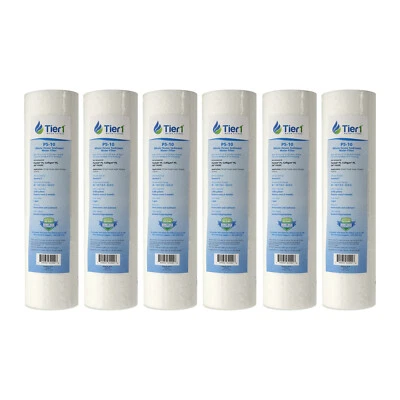 TIER1 10 x 2.5 Inch 5 Micron Spun Wound Polypropylene Sediment Water Filter 6 Pack