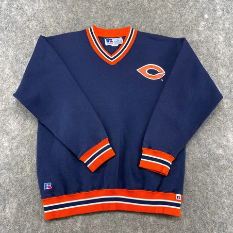 VINTAGE Chicago Bears Sweatshirt Mens Extra Large Blue Orange USA 90s Russell Cover