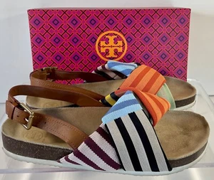 Sandalia de corcho tejida técnica a rayas tory burch Corey Patchwork talla 11 $244 #46951 - Imagen 1 de 14