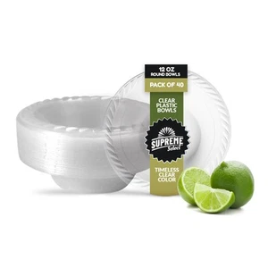 Clear Disposable Plastic Bowls [Pack of 40 | 12oz] Microwave Safe - Sturdy Ri... - Picture 1 of 6