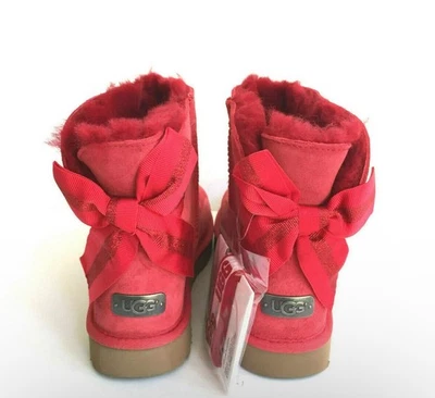 UGG WOMEN CUSTOMIZABLE BOW MINI RIBBON RED SHEARLING BOOT US 7/ EU 38/ UK 5 - Image 1 of 4