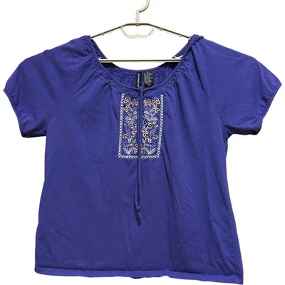 Top para mujer Jason Maxwell XL púrpura bordado floral boho bohemio hadas manchas Foto 1 de 4