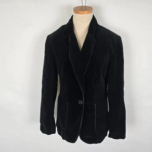 Nordstrom Blazer Women's 12 Point of View Shop Black Velvet One Button Pocket - Picture 1 of 14