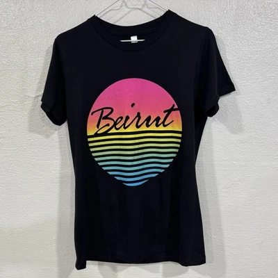 Camiseta Beirut Líbano Retro Años 80 Atardecer Onda Gráfica Camiseta Vacaciones Viaje Grande Foto 1 de 4