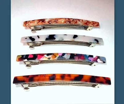 Cordón de clip francés largo delgado 4 pulgadas grande clásico acrílico mujer tortuga estrecho Foto 1 de 4