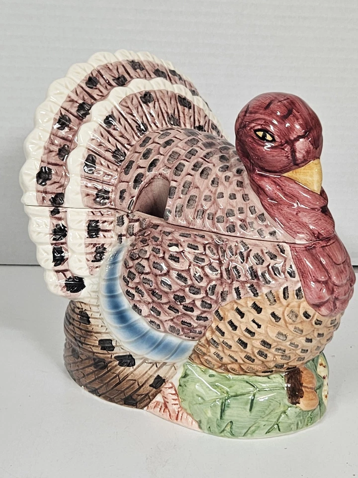 Barco de cerâmica vintage peru molho com tampa decoração de outono Ação de Graças 6,5" - Imagem 1 de 4