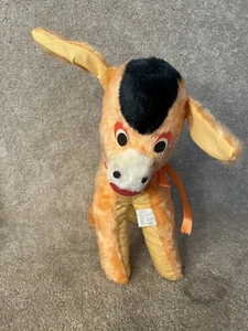 1960s Donkey Plush Stuffed Animal Fair Carnival Prize Peach - Picture 1 of 7