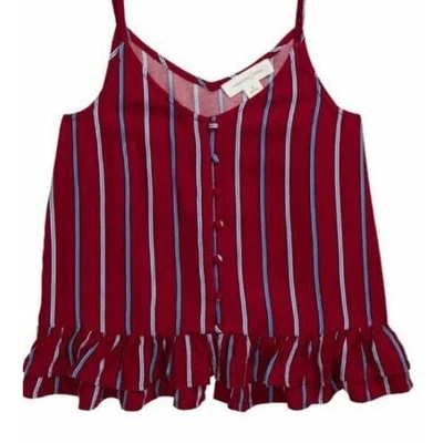 Treasure & Bond Girls Burgundy and Blue Stripe Button Front Camisole Small(7/8) - Image 1 of 3