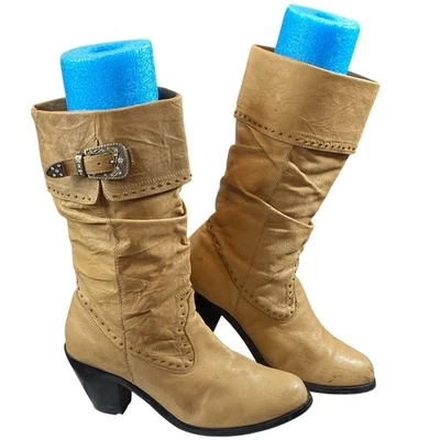 Botas holgadas de cuero Y2K Dingo para mujer 8M tostadas occidentales a media pantorrilla vaquero boho chic Foto 1 de 4