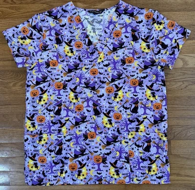 Blusa Médica Cassandra O Halloween Calabazas Gatos Negros Enfermera Médica Adulto L Foto 1 de 4