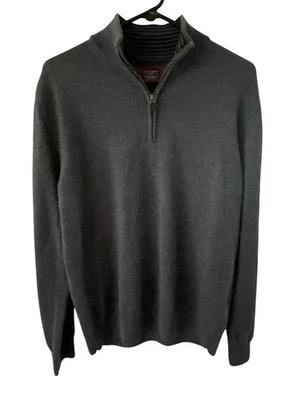 UNTUCKIT Mens 1/4 Zip 100% Merino Wool LuxurySoft Sweater Gray LongSleeve Medium - Image 1 of 4