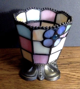 PartyLite Hortensie Buntglas Windlicht Tiffany-Stil Kerzenhalter - Bild 1 von 6