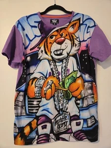 Authentic Hustle Gang Men's T-Shirt Drip Set Multi-Color Tiger Logo Sz M Purple - Picture 1 of 10