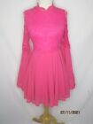 Southern Fried Chics Lace Top Short Party Dress XS Lace Up Back Coral Pink
