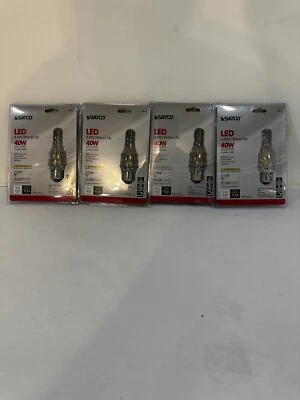 4-Pack LED Flame Tip light Bulb 4.5w E26 F15 Medium Base Satco S8610 - Image 1 of 3