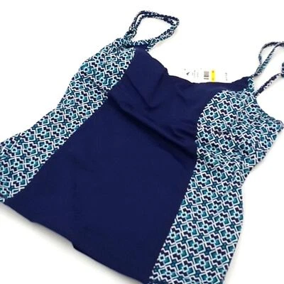 Tommy Bahama Tankini Top Mujer Mediano IslandActive Breezy Palms Espalda Cruzada Azul Marino Foto 1 de 4
