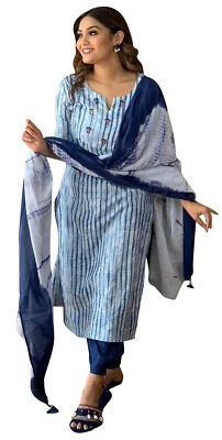 Traje étnico cosido Kurt listo para usar para mujer india Salwar Kameez conjunto de 3 piezas Foto 1 de 4