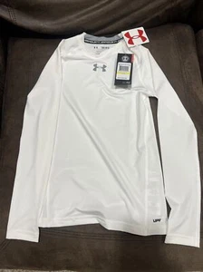 Under Armour boys ymd White upf30 long sleeve fitted 1253816-100 - Picture 1 of 5