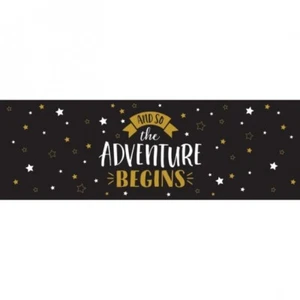 Adventure Begins Graduation Giant Banner 20" x 60" Gold Party Decorations - Picture 1 of 1