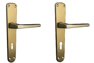 Zimmertürbeschlag Langschild Türgriff Garnitur Aluminium bronce BB, PZ - Bild 1 von 3