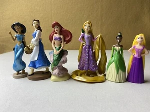 Lot Of 6 Disney Cake Toppers Jasmine, Rapunzel, Little Mermaid, Tiana, and More - Picture 1 of 9