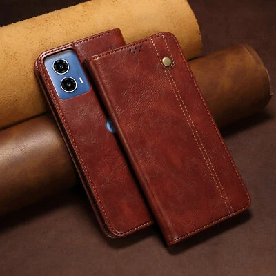 For Motorola Edge 50 Fusion, Luxury Retro Flip Leather Wallet Card Case Cover - Image 1 of 4