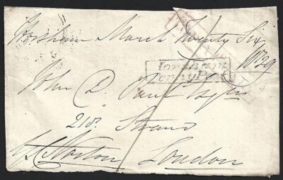 GB Free Front to London with boxed HORSHAM PENNY POST & TO PAY 1D ONLY - Image 1 of 2