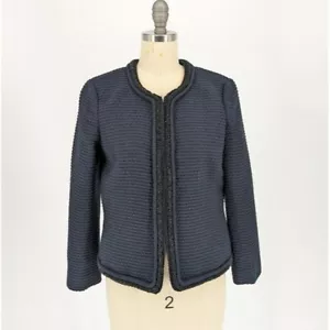 Ann Taylor Tweed Jacket Black 2 beaded preppy fall holiday cocktail office - Picture 1 of 8