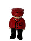 Playmobil 123 Worker Police Officer Male Brown Hair Red & Black Uniform Hat