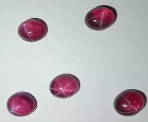 Transparent Star Ruby Oval 9x7 mm Cabochon 6 Rayed Lab-created Stone 5 pcs Lot - Picture 1 of 12
