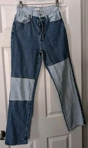 Neu ohne Etikett Pacsun Knopfleiste hoher Bund gerades Bein Kontrast Jeans Größe 6 - Bild 1 von 12