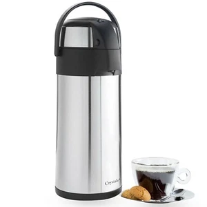 3L Air Pot Tea Flask Pump Action Vacuum Insulated Safety Lock Carry Handl - Picture 1 of 6