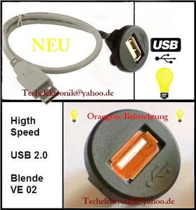 Usb Einbaubuchse mit Beleuchtung. BMW, VW, Skoda, Pegeot, Mercedes, Audi, usw. - Bild 1 von 1