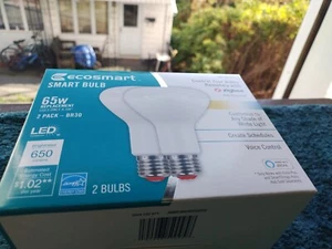 Ecosmart Smart Bulb 65W Replacement LED BR30 2 Pack With Zigbee Voice Control - Picture 1 of 4