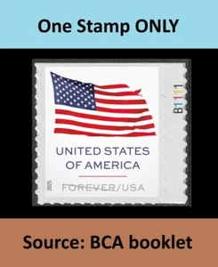 US Flagge F Platte einzeln UR B11111 (aus BCA Booklet) postfrisch 2025 nach 15. Juni - Bild 1 von 1