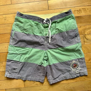 Polo Ralph Lauren Mens Swim Trunks Board Shorts L Green Blue Crest Patch Mesh - Picture 1 of 13