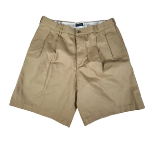 Pantalones cortos de golf Land's End para hombre 35x8 calce tradicional frontal plisado algodón caqui bronceado - Imagen 1 de 11