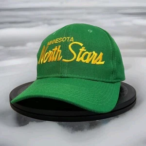 Vintage Minnesota North Stars Sports Specialties Script Green Snapback Hat NHL - Picture 1 of 9