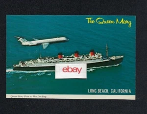 CARTOLINA CUNARD LINE R.M.S.QUEEN MARY ANNI 70 E DC-9-40 PRIMA DELL'ULTIMO ATTRACCO - Foto 1 di 2