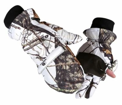 Mens SNOW 3M Pop Top Mossy Oak Winter Glomitts Thinsulate Insulated Gloves Camo - Image 1 of 4