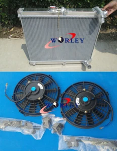 aluminum radiator & fans for Mazda RX 7 RX-7 FC3S FC-3S S4 1986 1987 1988 manual - Picture 1 of 8