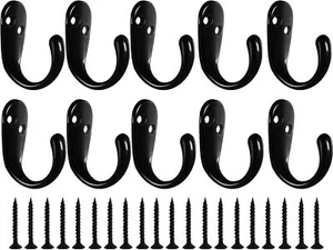 Wall Hooks, Heavy Duty Metal Coat Hangers with Screws for Coats, Towels - Picture 1 of 7