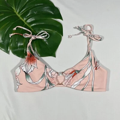 NUEVO O'Neill [Pequeño] Detalle de Anillo Bralette Bikini Top en Floral Rosa Melocotón #U127 Foto 1 de 4