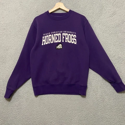 Blue 84 TCU Horned Frogs Crewneck Sweatshirt Adult Small Purple Cover