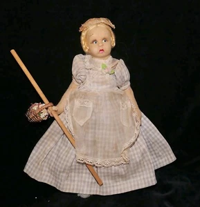 Muñeca italiana de fieltro LENCI Mascota de 1920 sorprendida 9,5" patas flojas cesta flores - Imagen 1 de 19