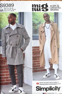 SIMPLICITY PATTERN 9389 TRENCHCOAT HERREN GR. 34 36 38 40 42 UNGESCHNITTEN - Bild 1 von 2