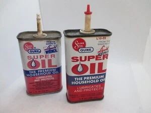 Zwei Vintage Gunk Super Öldose - Öltanker 3 & 4 Fl. Oz. Dosen. Gas, USA leer - Bild 1 von 11