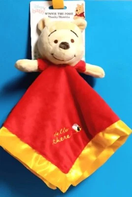 Manta de seguridad Disney Baby Winnie Pooh Lovey Hello There amarilla satinada nueva Foto 1 de 4