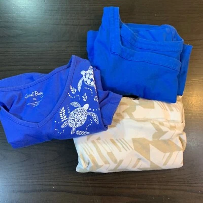Coral Bay T Shirts Bundle Turtle Print Square Neck Short Sleeve XL Basic Comfort - Image 1 of 4