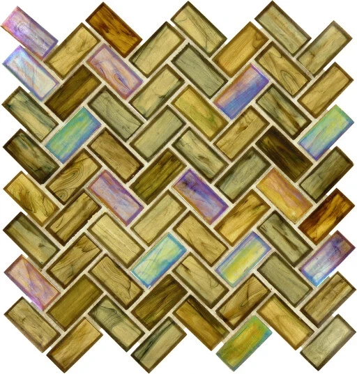 Oceania Caspian Reflections Herringbone Mosaic Backsplash (10 pieces) - OCS-181 - Image 1 of 1